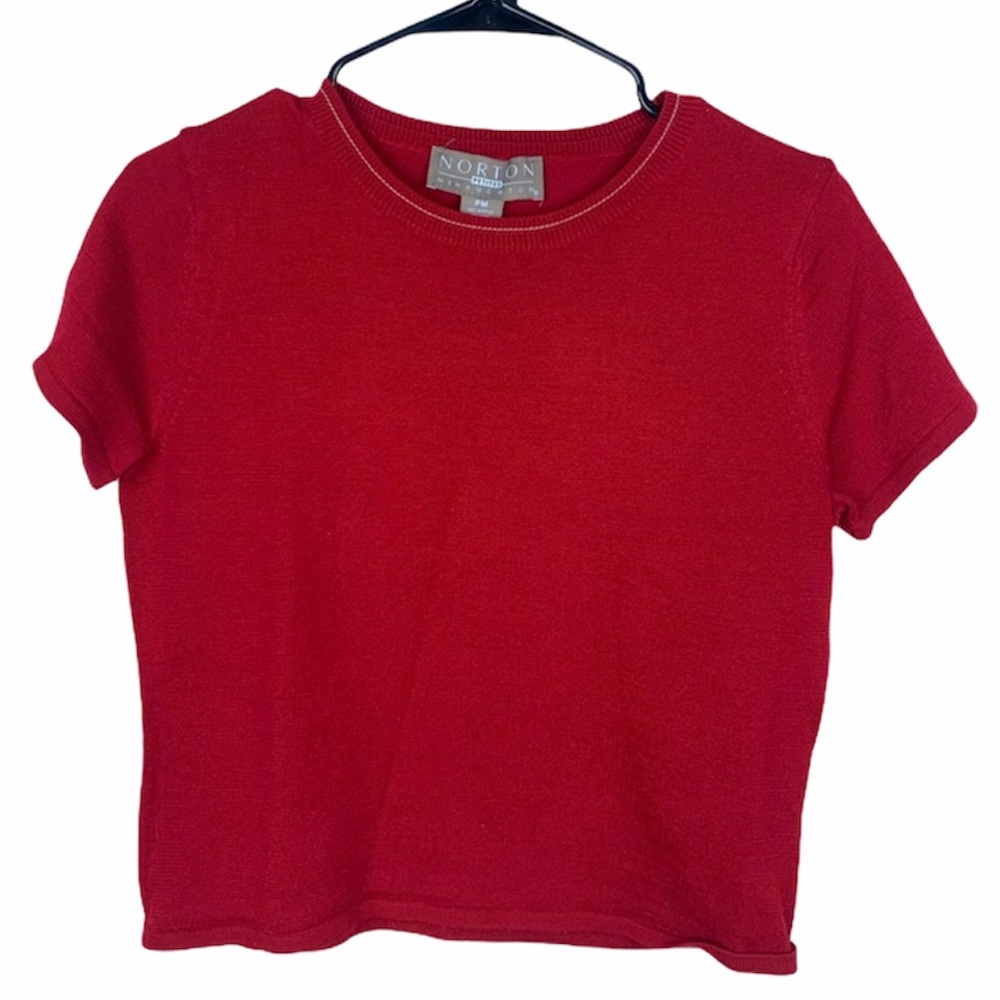 Vintage Red Short Sleeve Crop Top